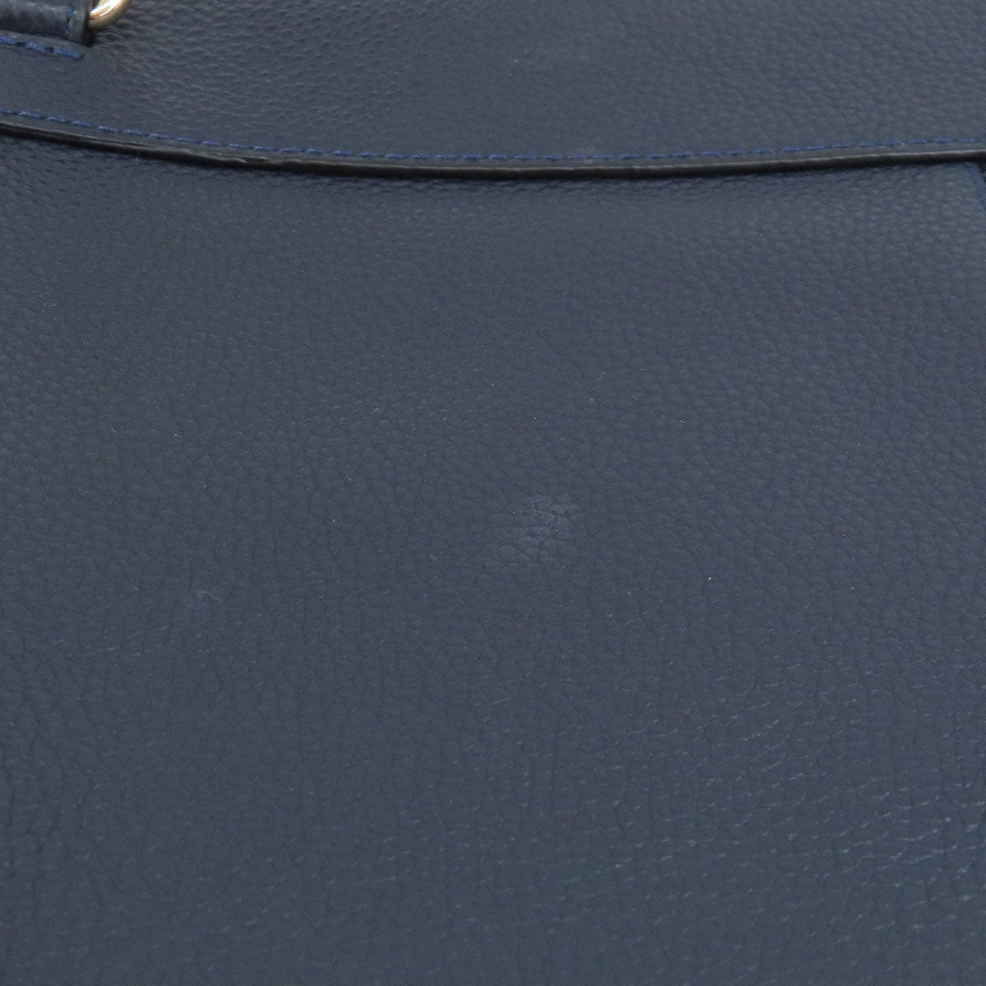 COACH Tote Bag F54687 leather Navy logoMetal 2WAY Women Used Authentic