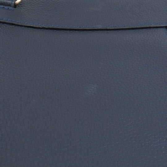 COACH Tote Bag F54687 leather Navy logoMetal 2WAY Women Used Authentic