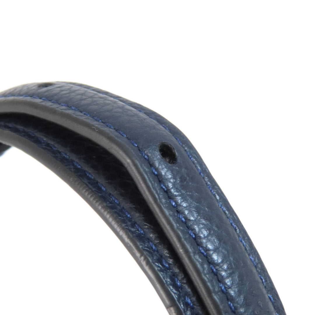 COACH Tote Bag F54687 leather Navy logoMetal 2WAY Women Used Authentic