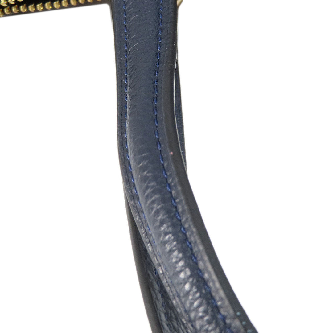 COACH Tote Bag F54687 leather Navy logoMetal 2WAY Women Used Authentic