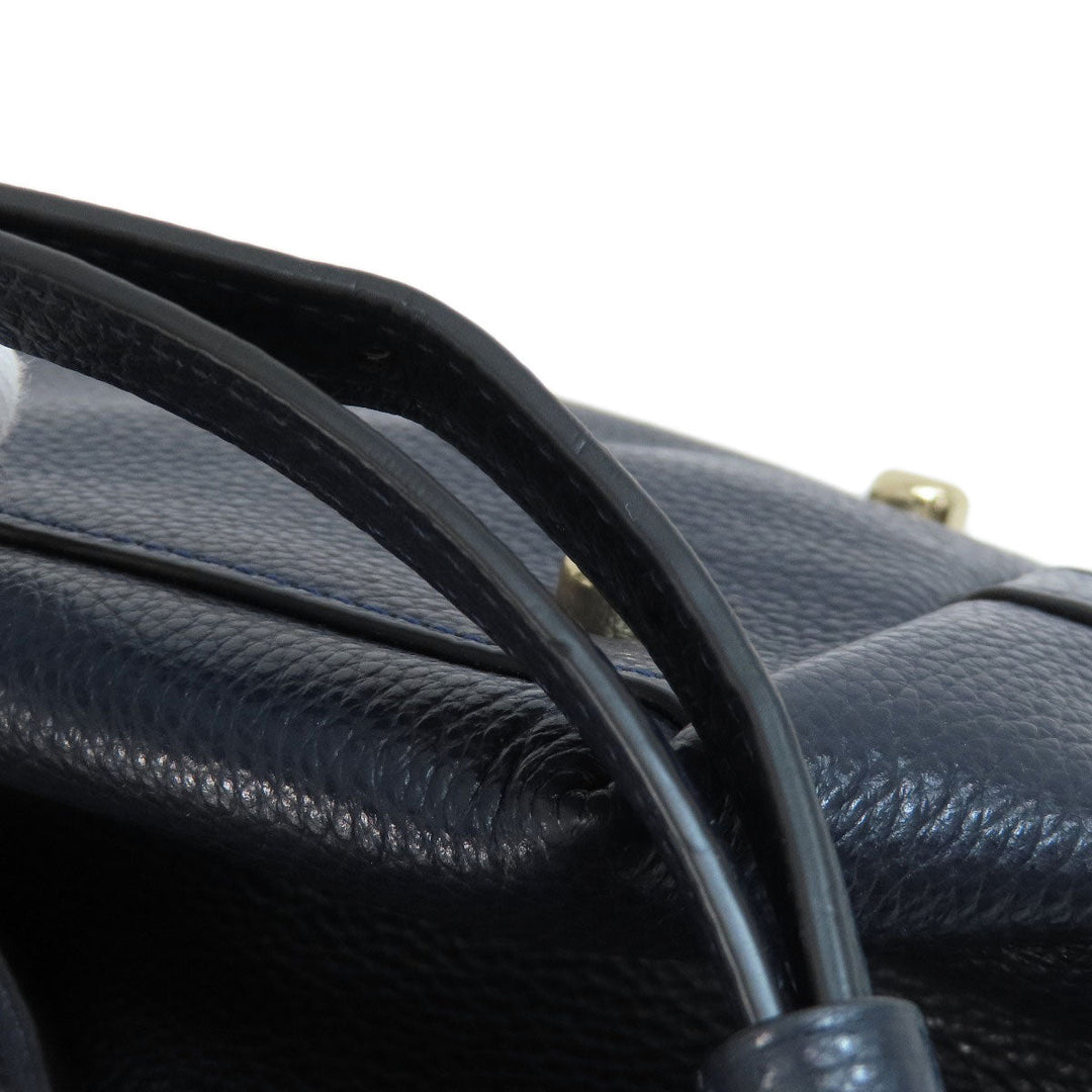 COACH Tote Bag F54687 leather Navy logoMetal 2WAY Women Used Authentic