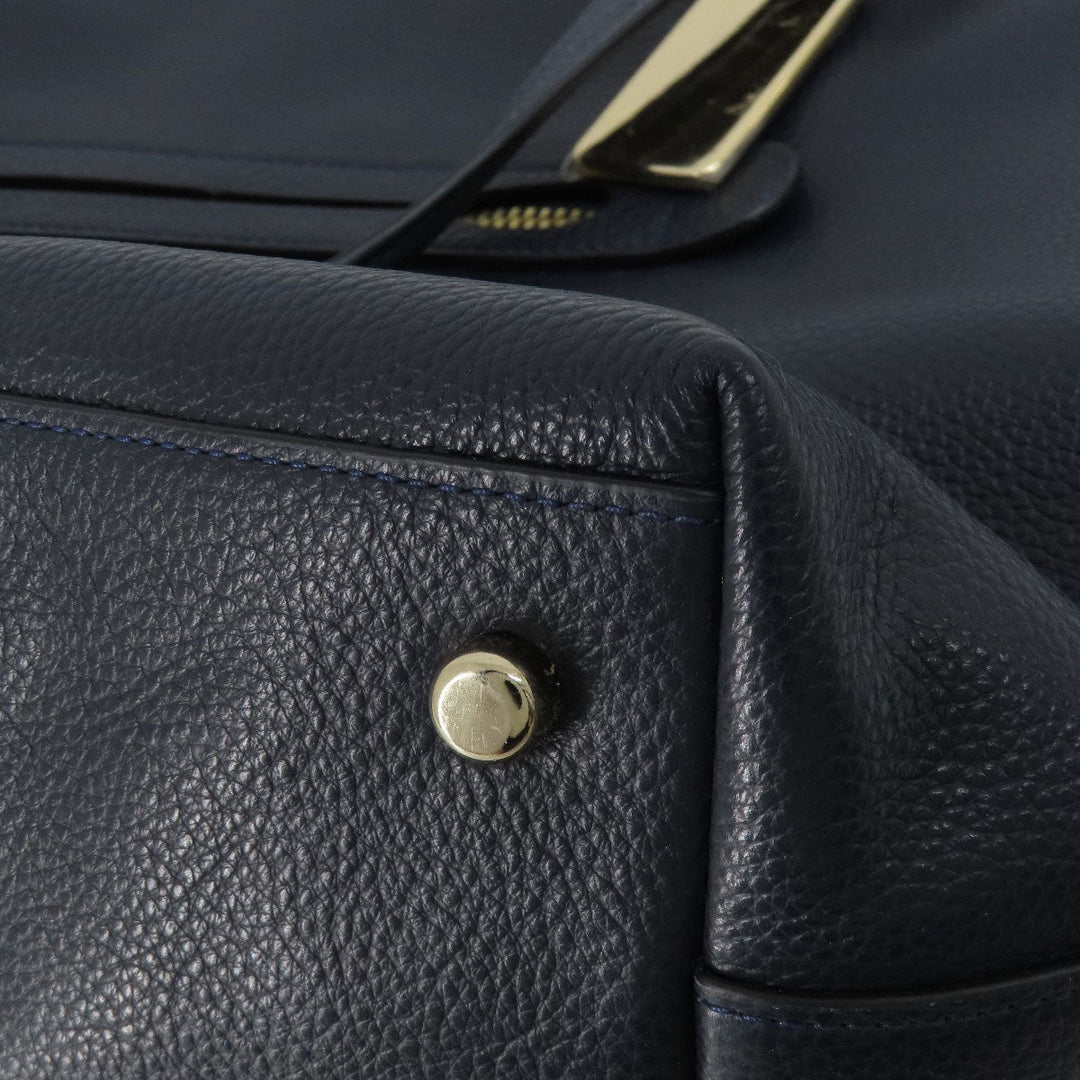 COACH Tote Bag F54687 leather Navy logoMetal 2WAY Women Used Authentic