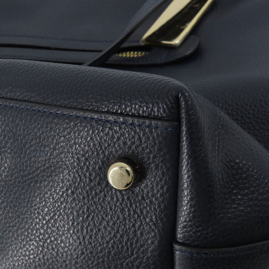 COACH Tote Bag F54687 leather Navy logoMetal 2WAY Women Used Authentic