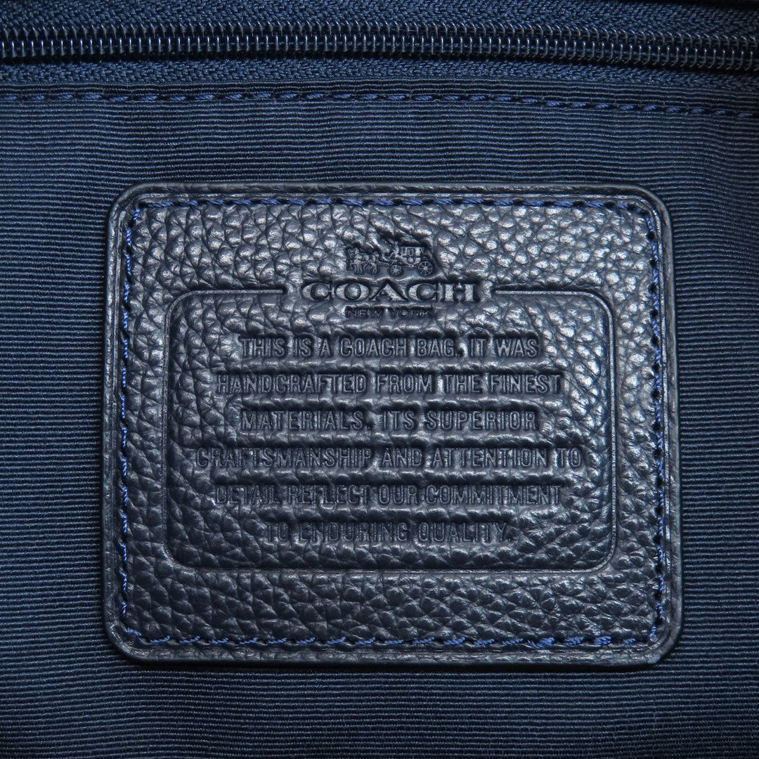 COACH Tote Bag F54687 leather Navy logoMetal 2WAY Women Used Authentic