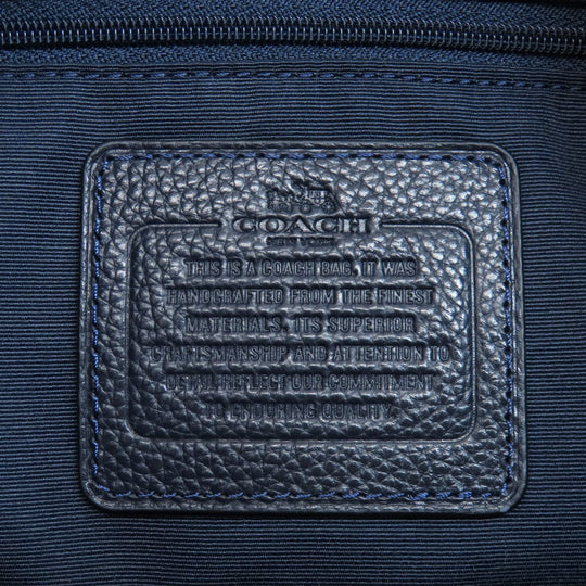 COACH Tote Bag F54687 leather Navy logoMetal 2WAY Women Used Authentic