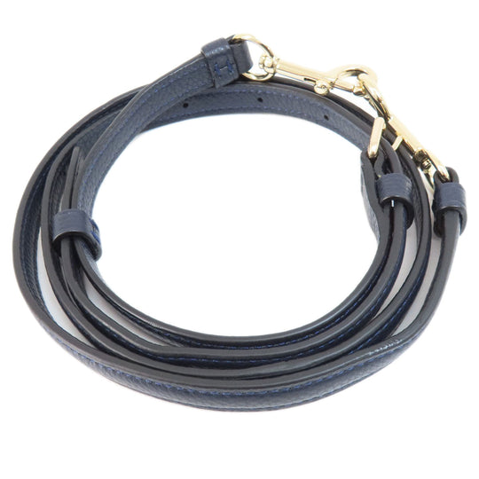 COACH Tote Bag F54687 leather Navy logoMetal 2WAY Women Used Authentic