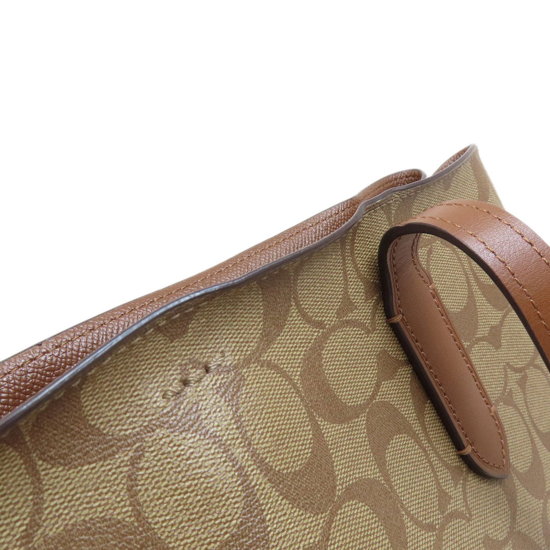 COACH Tote Bag F48735 PVC Brown logo signature Women Used Authentic