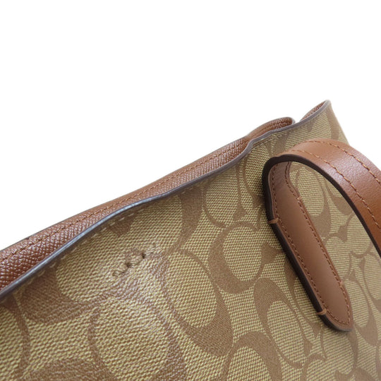 COACH Tote Bag F48735 PVC Brown logo signature Women Used Authentic