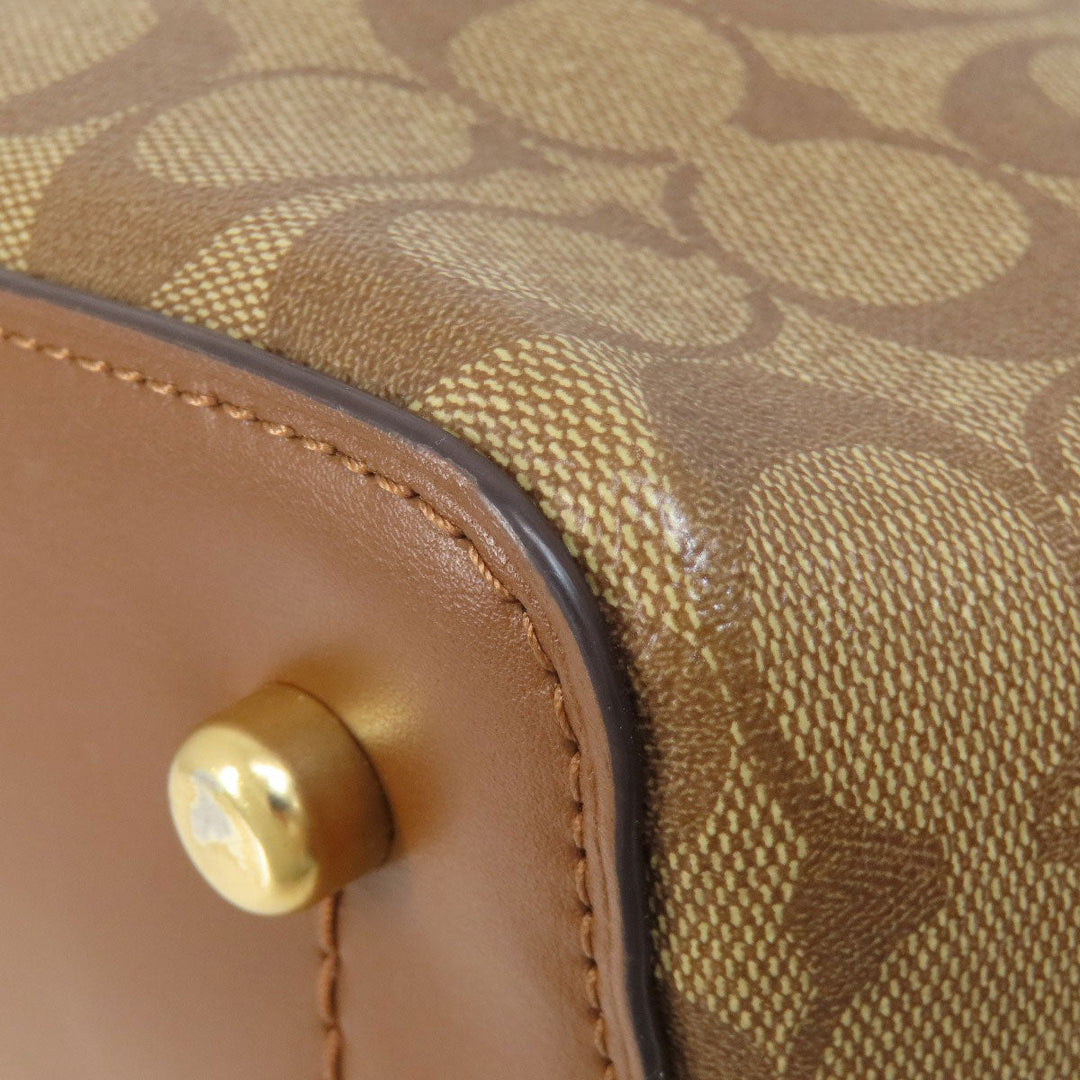 COACH Tote Bag F48735 PVC Brown logo signature Women Used Authentic