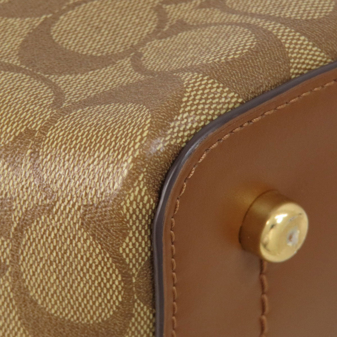 COACH Tote Bag F48735 PVC Brown logo signature Women Used Authentic