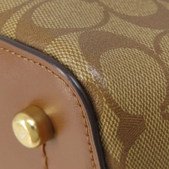 COACH Tote Bag F48735 PVC Brown logo signature Women Used Authentic