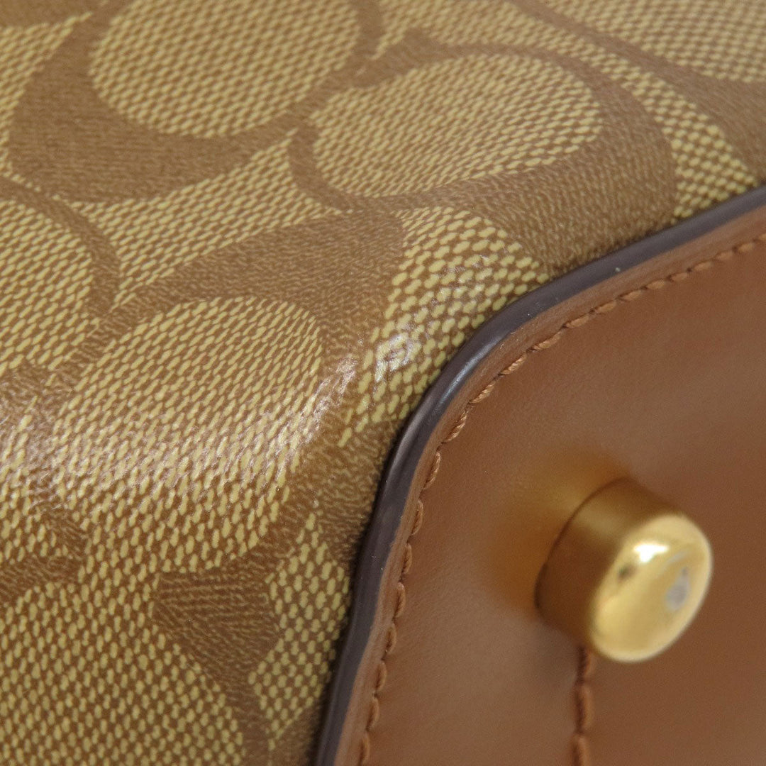 COACH Tote Bag F48735 PVC Brown logo signature Women Used Authentic