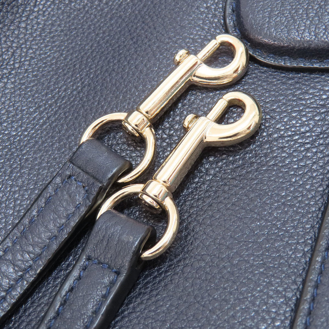 COACH Handbag F36677 leather Navy 2WAY Women Used Authentic