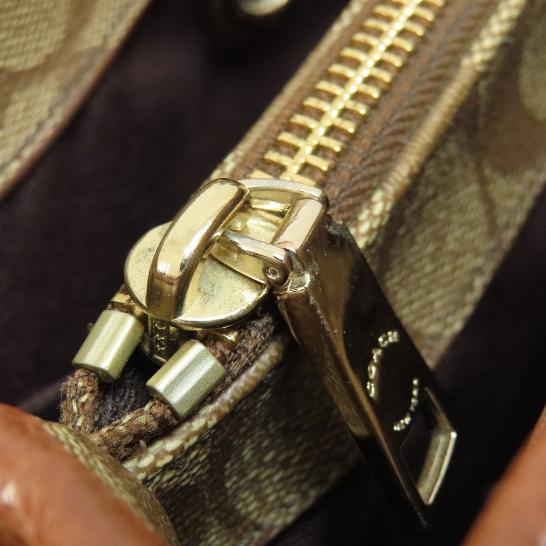 COACH Handbag F34605 PVC Brown Signature 2WAY