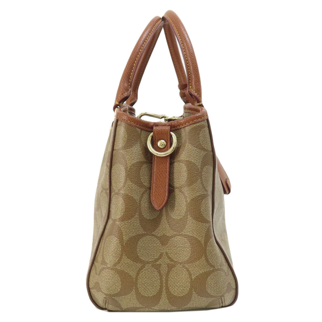 COACH Handbag F34605 PVC Brown Signature 2WAY