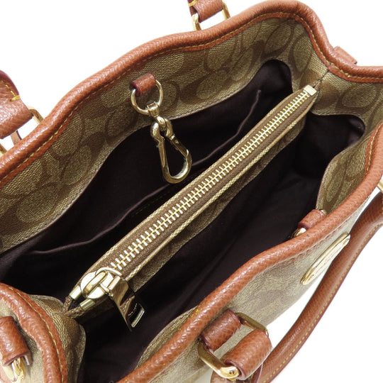 COACH Handbag F34605 PVC Brown Signature 2WAY