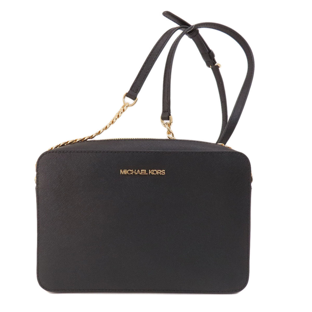 MICHAEL KORS Shoulder Bag leather black logo Women Used Authentic