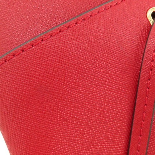 MICHAEL KORS Tote Bag leather Red logo Women Used Authentic