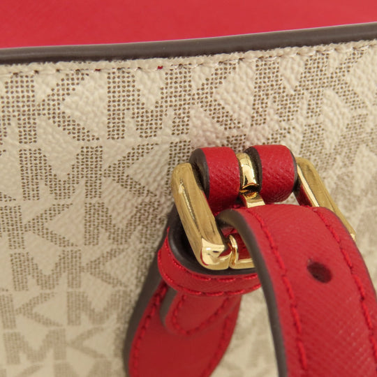 MICHAEL KORS Tote Bag leather Red logo Women Used Authentic
