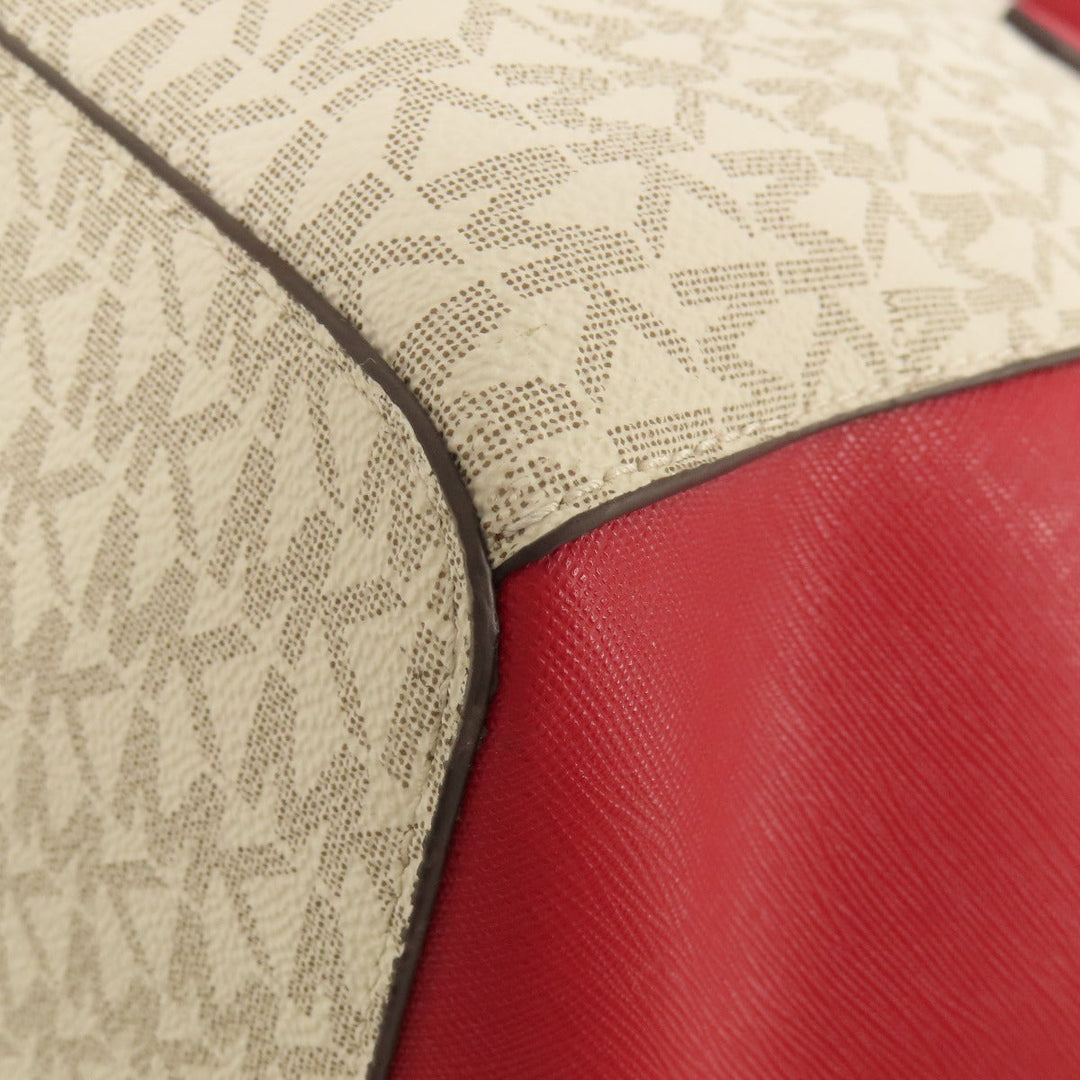 MICHAEL KORS Tote Bag leather Red logo Women Used Authentic