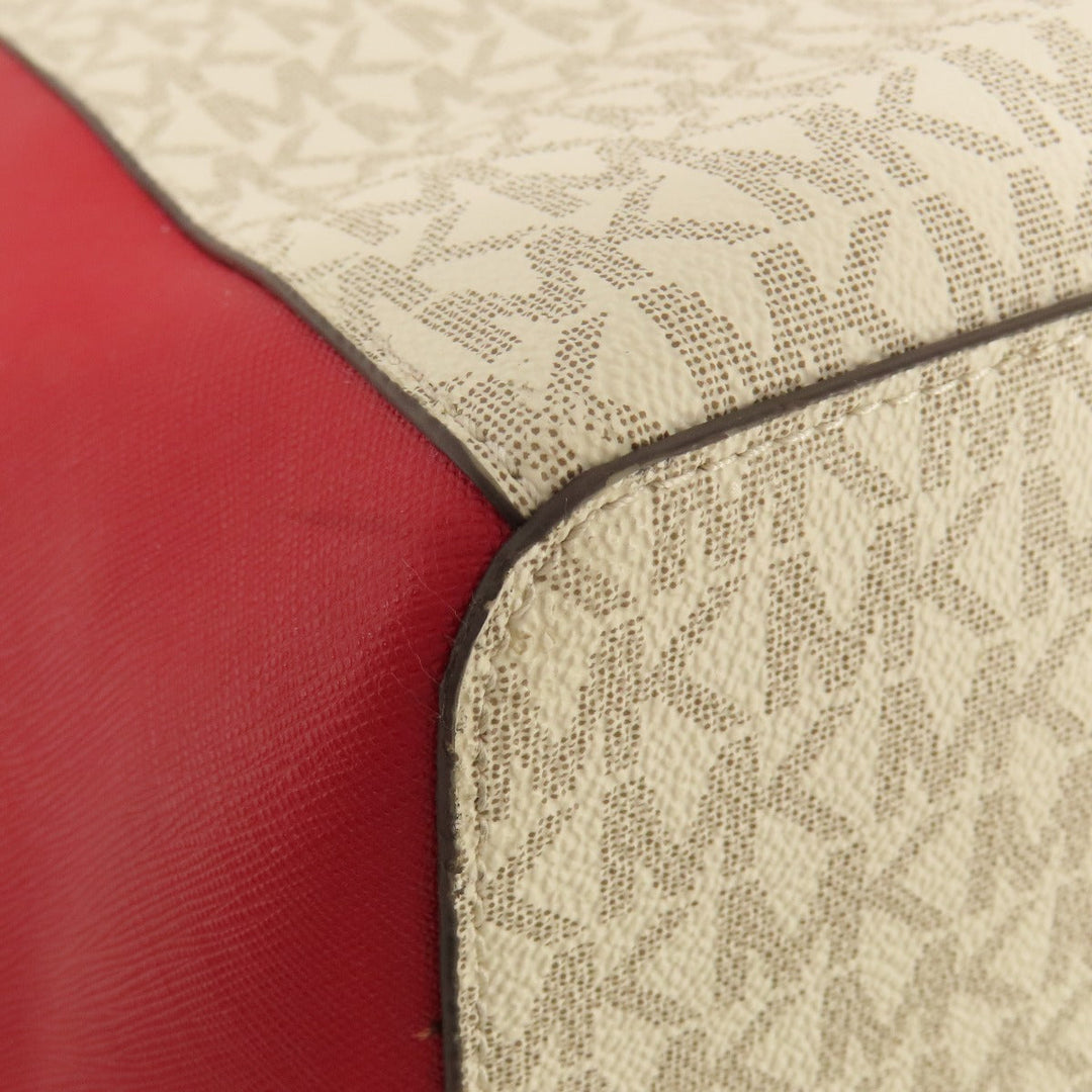 MICHAEL KORS Tote Bag leather Red logo Women Used Authentic