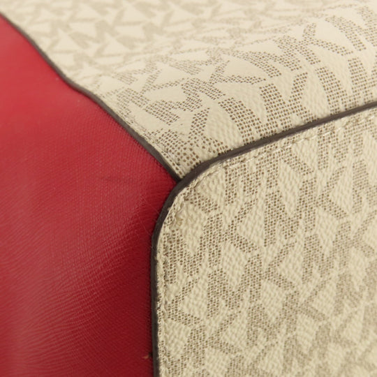 MICHAEL KORS Tote Bag leather Red logo Women Used Authentic