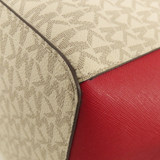 MICHAEL KORS Tote Bag leather Red logo Women Used Authentic
