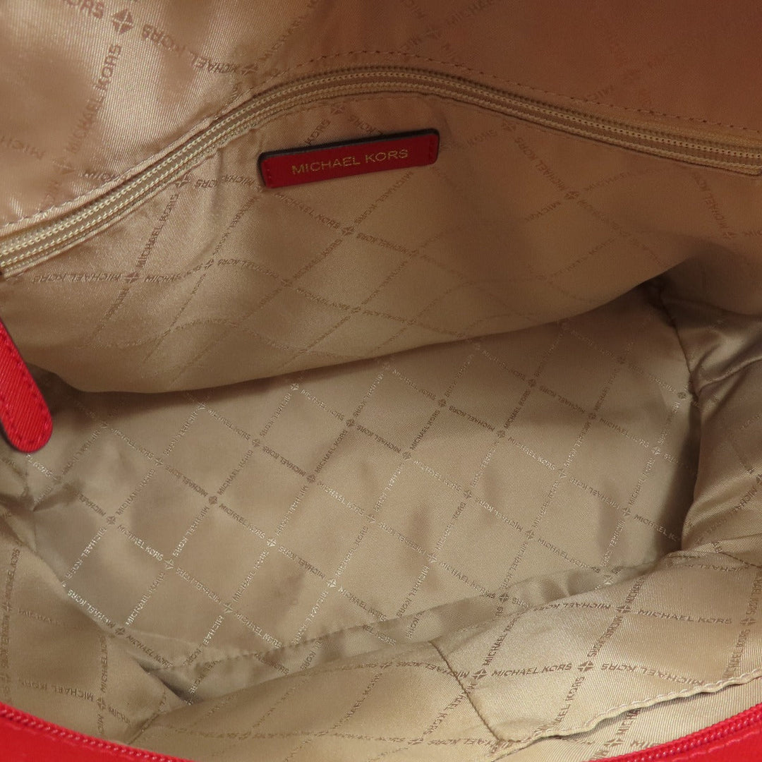 MICHAEL KORS Tote Bag leather Red logo Women Used Authentic