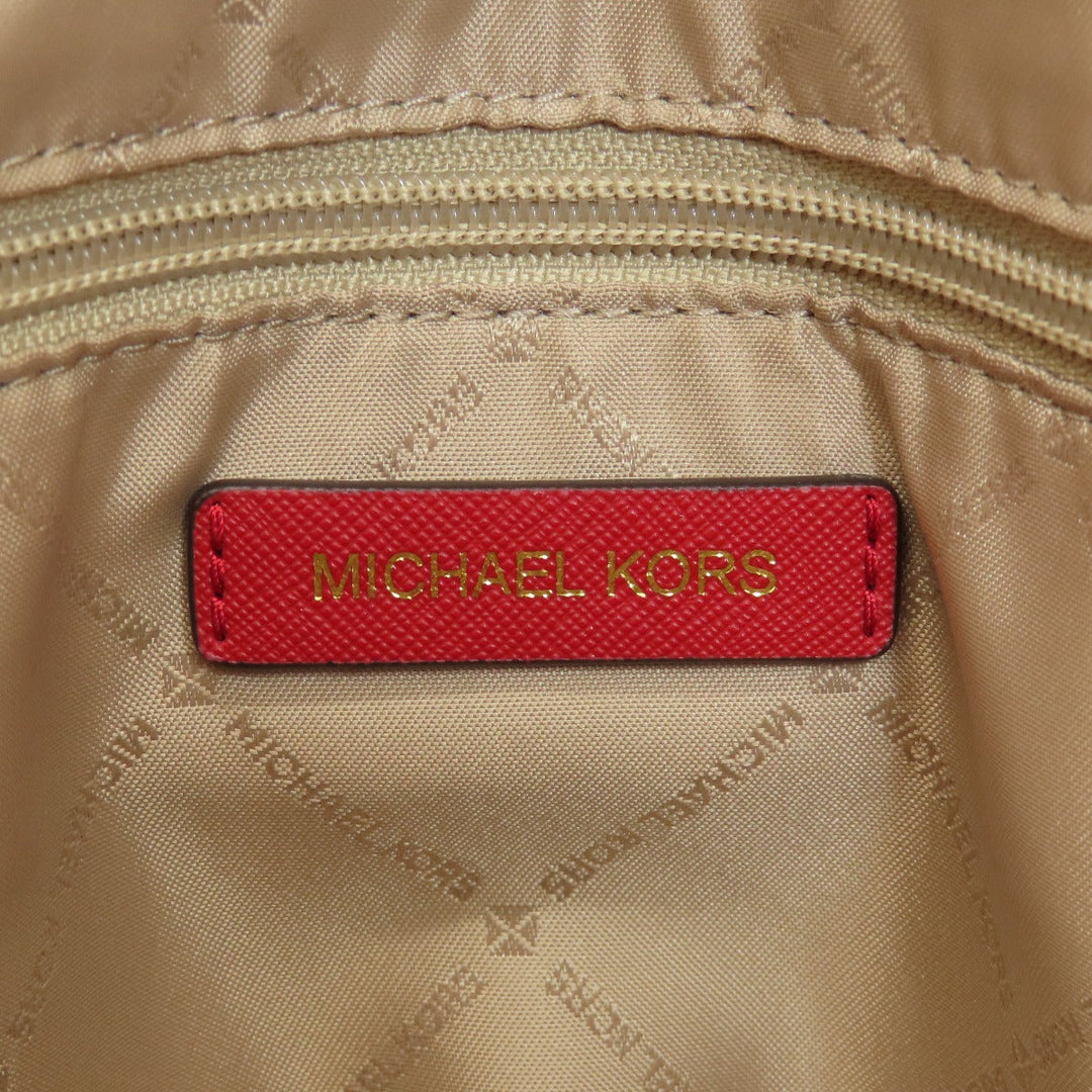 MICHAEL KORS Tote Bag leather Red logo Women Used Authentic
