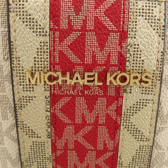 MICHAEL KORS Tote Bag leather Red logo Women Used Authentic