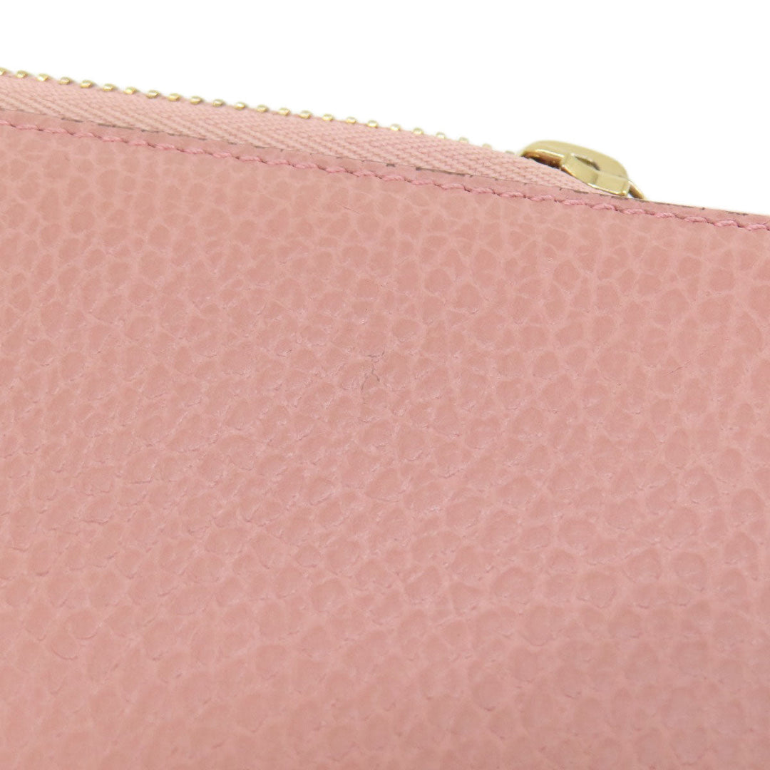 GUCCI Long Wallet Purse 449347 leather pink Interlocking G Women Used Authentic