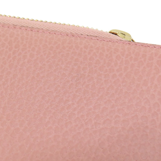 GUCCI Long Wallet Purse 449347 leather pink Interlocking G Women Used Authentic