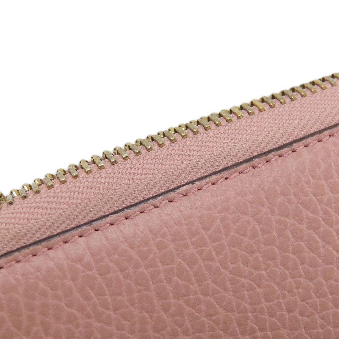 GUCCI Long Wallet Purse 449347 leather pink Interlocking G Women Used Authentic