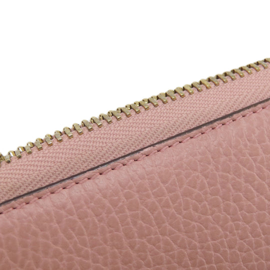 GUCCI Long Wallet Purse 449347 leather pink Interlocking G Women Used Authentic