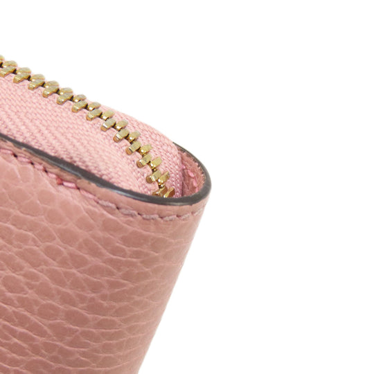 GUCCI Long Wallet Purse 449347 leather pink Interlocking G Women Used Authentic