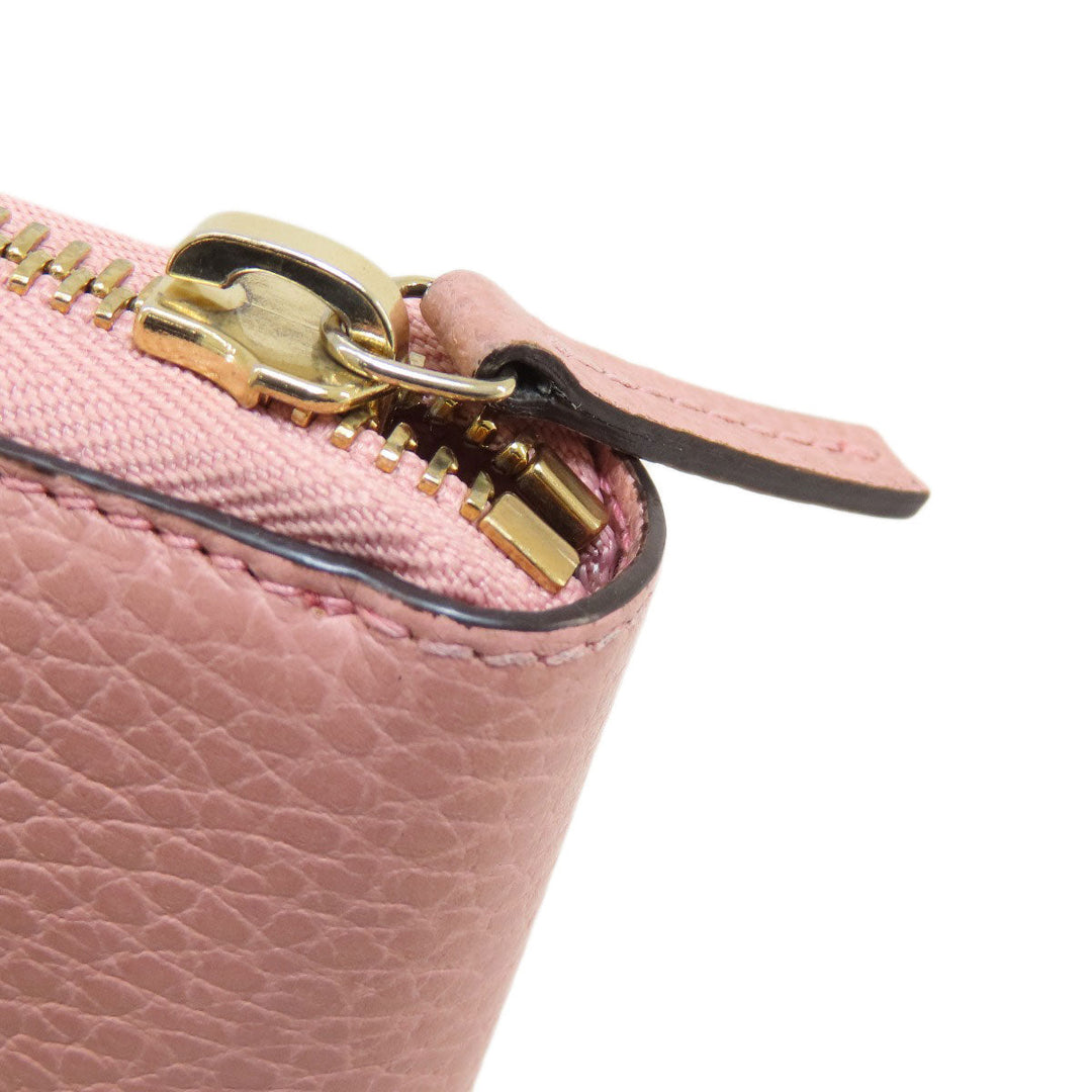 GUCCI Long Wallet Purse 449347 leather pink Interlocking G Women Used Authentic
