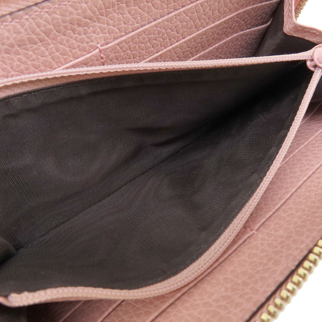 GUCCI Long Wallet Purse 449347 leather pink Interlocking G Women Used Authentic