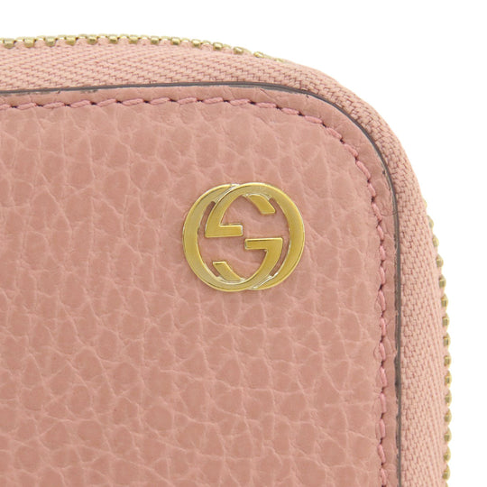 GUCCI Long Wallet Purse 449347 leather pink Interlocking G Women Used Authentic