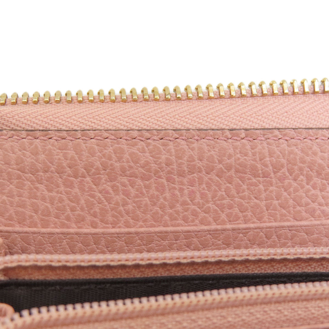 GUCCI Long Wallet Purse 449347 leather pink Interlocking G Women Used Authentic