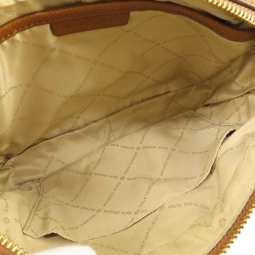 MICHAEL KORS Shoulder Bag Leather, Coated Canvas Brown MK signature Women Used Authentic