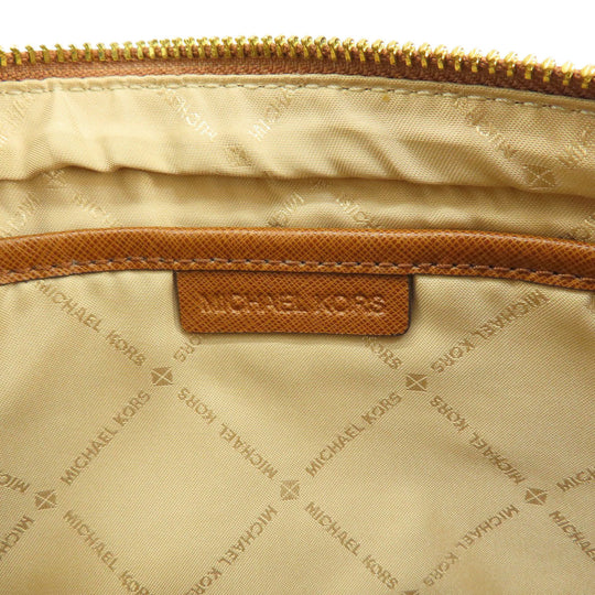 MICHAEL KORS Shoulder Bag Leather, Coated Canvas Brown MK signature Women Used Authentic