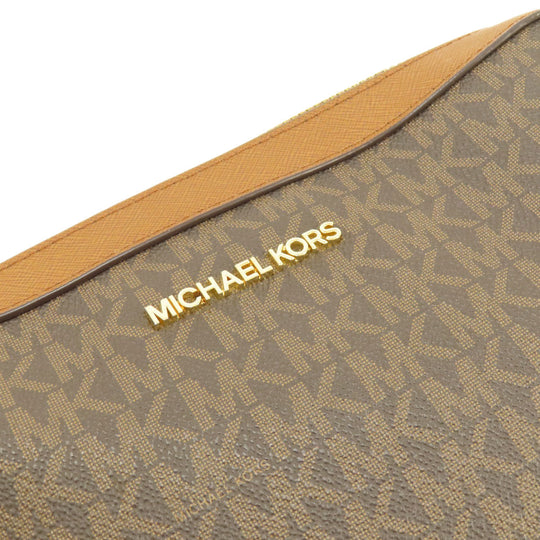 MICHAEL KORS Shoulder Bag Leather, Coated Canvas Brown MK signature Women Used Authentic