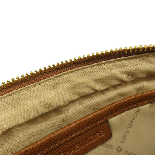 MICHAEL KORS Shoulder Bag Leather, Coated Canvas Brown MK signature Women Used Authentic