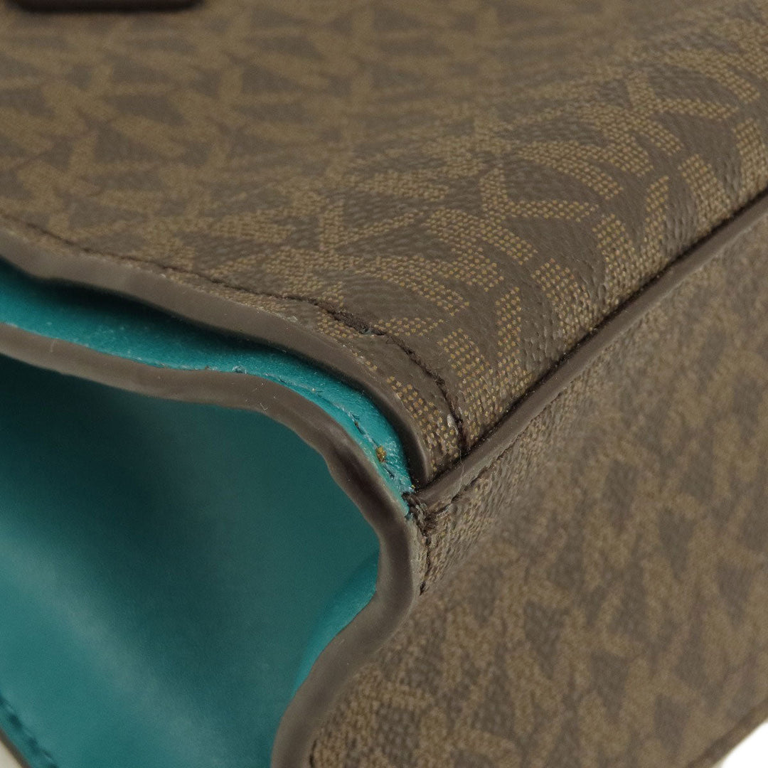 MICHAEL KORS Handbag Leather, Coated Canvas Brown MK Signature 2WAY Women Used Authentic