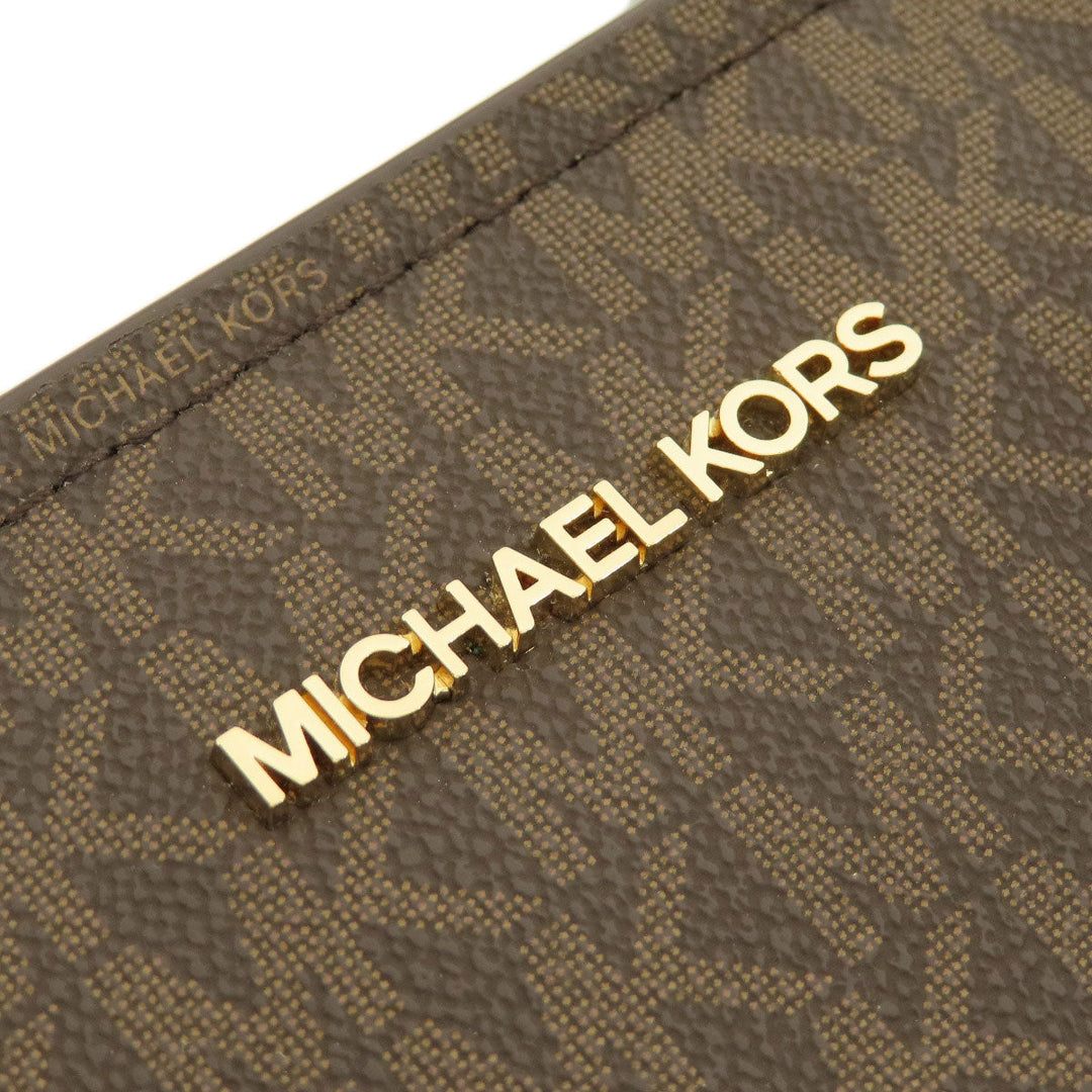 MICHAEL KORS Handbag Leather, Coated Canvas Brown MK Signature 2WAY Women Used Authentic