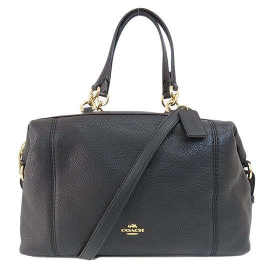 COACH Handbag F59325 leather black logo 2WAY Women Used Authentic