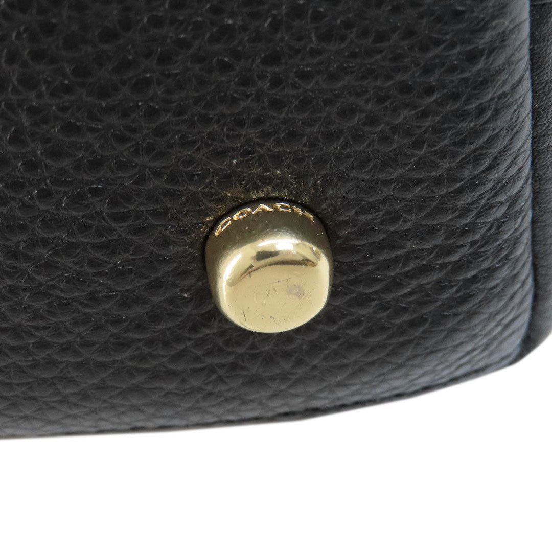 COACH Handbag F59325 leather black logo 2WAY Women Used Authentic