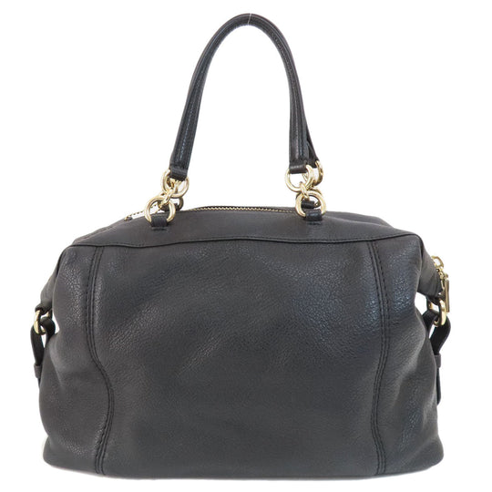 COACH Handbag F59325 leather black logo 2WAY Women Used Authentic