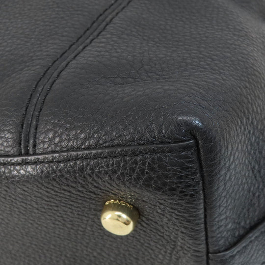 COACH Handbag F59325 leather black logo 2WAY Women Used Authentic