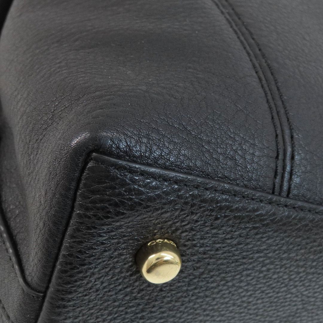 COACH Handbag F59325 leather black logo 2WAY Women Used Authentic